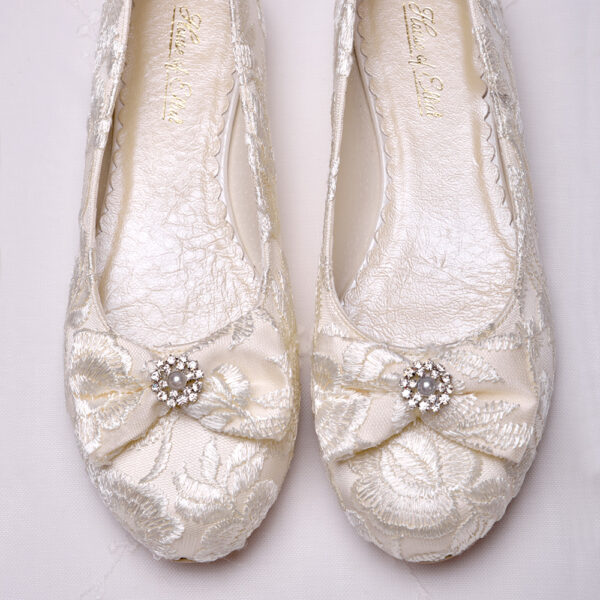 Evie Elliot Ivory Bridal Ballet Flats - House of Elliot