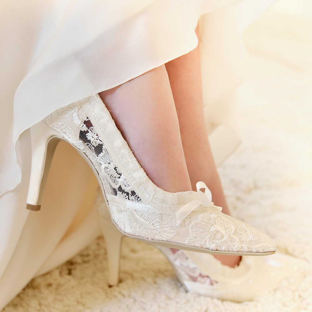 Classic Ivory Lace Wedding Boots and Shoes - House of Elliot