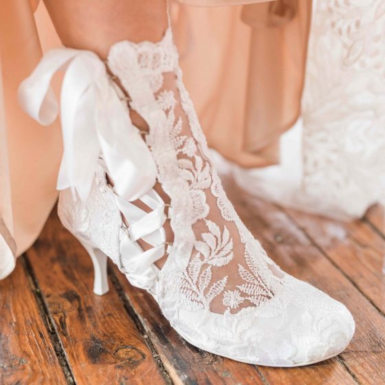 Vintage Lace Ankle Wedding Boots - House of Elliot