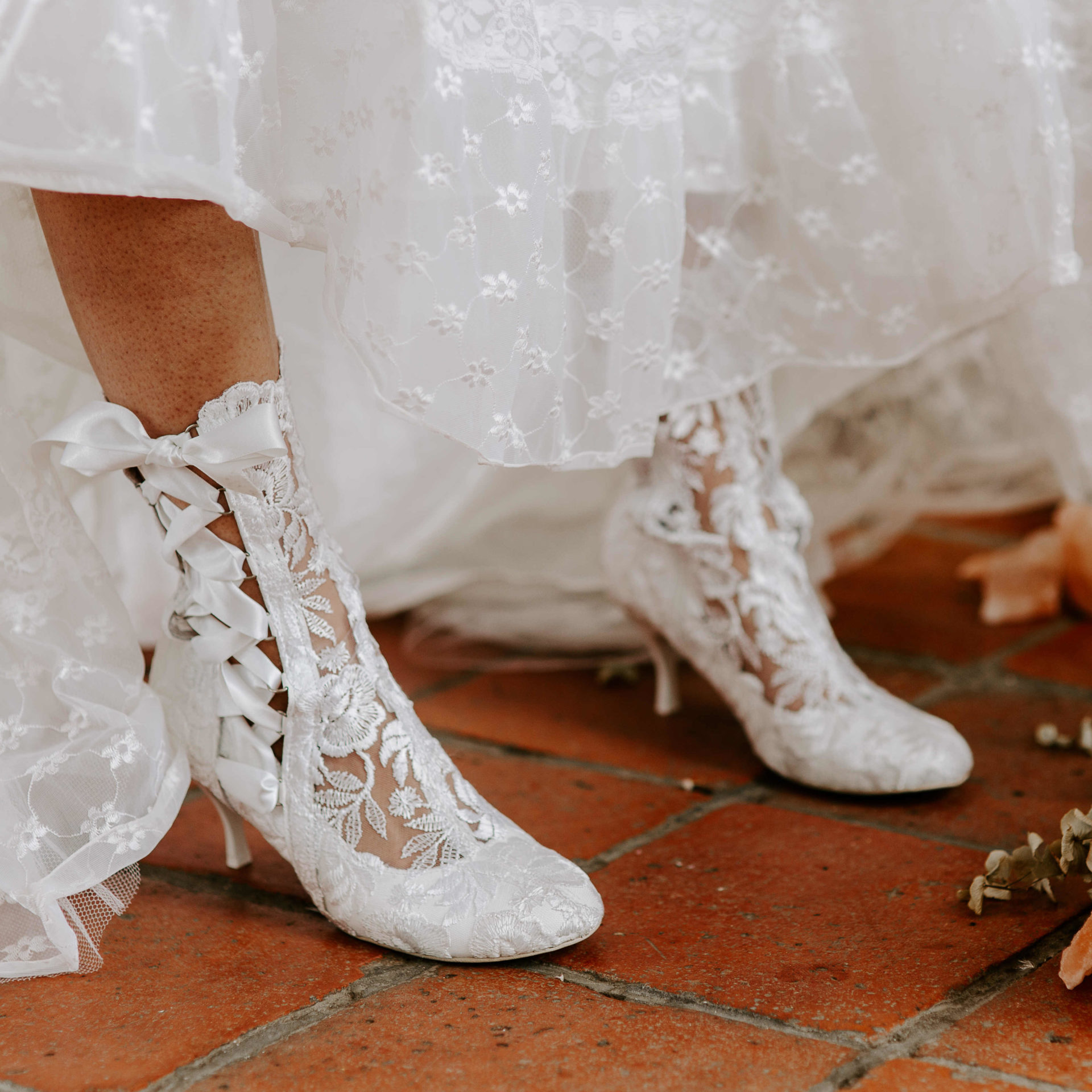 white wedding ankle boots