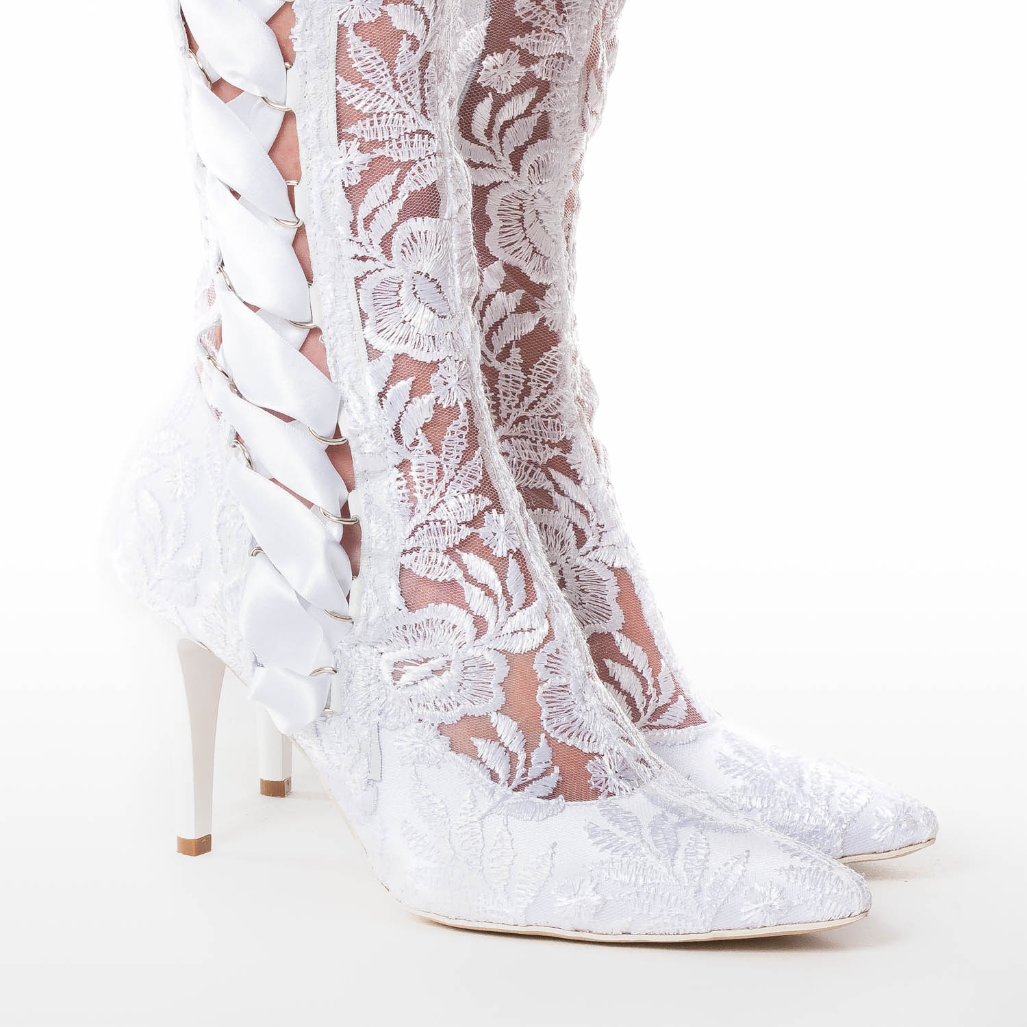 white knee high heels