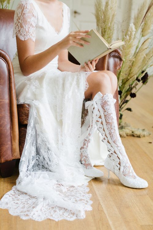 Lace Wedding Boots and Bridal Shoes 